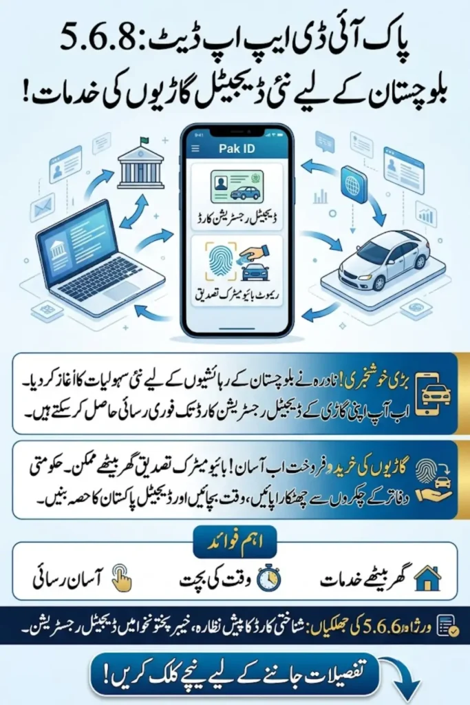 Pak ID App Update 5.6.8: NADRA Adds Digital Vehicle Services in Balochistan